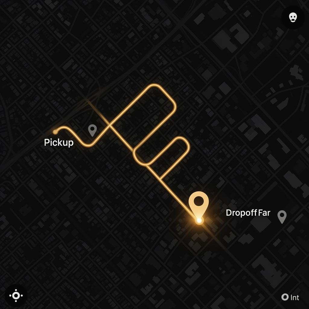 Dark mode rideshare map